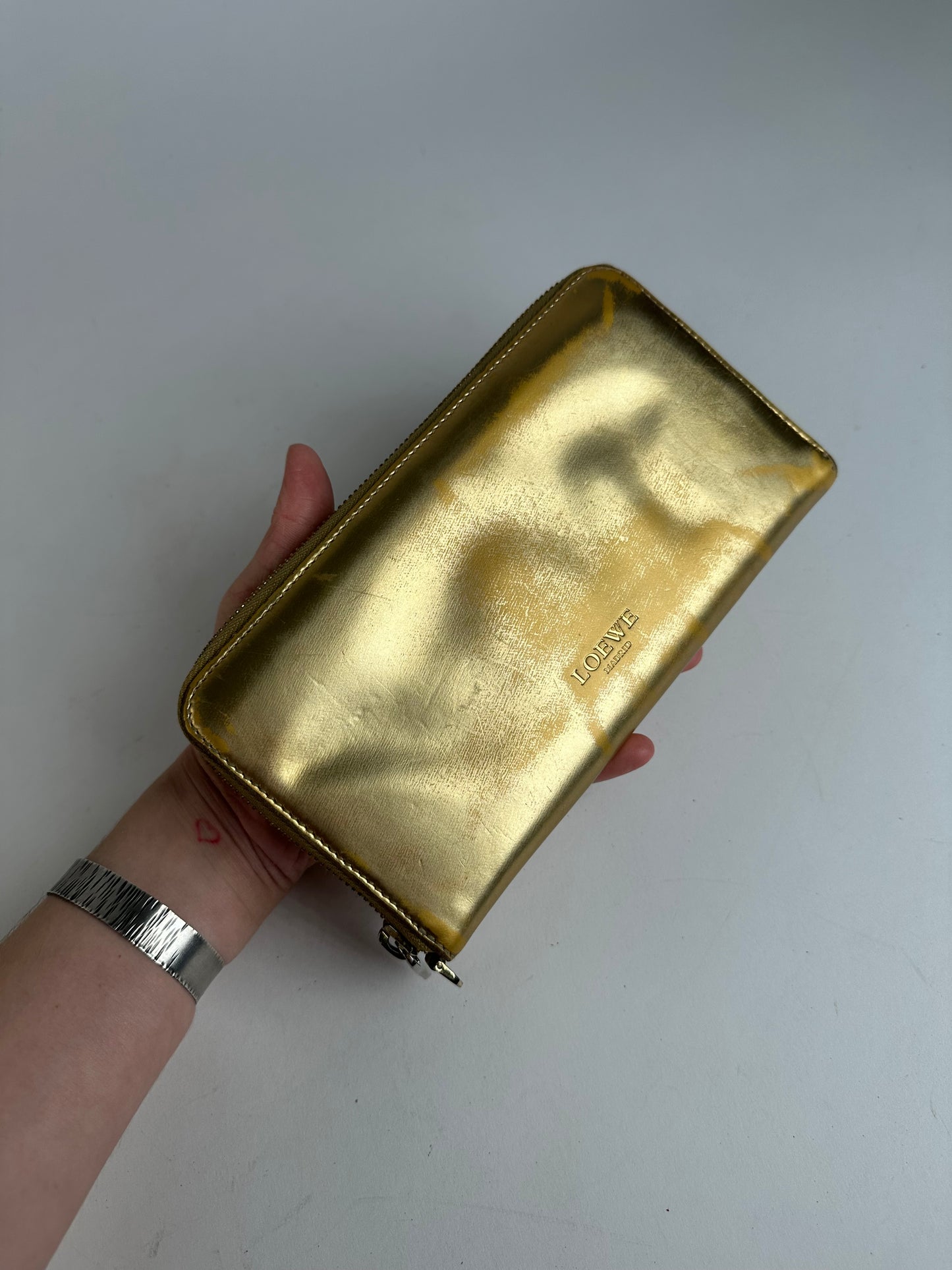 Vintage Loewe Madrid Leather Zippy Wallet Gold