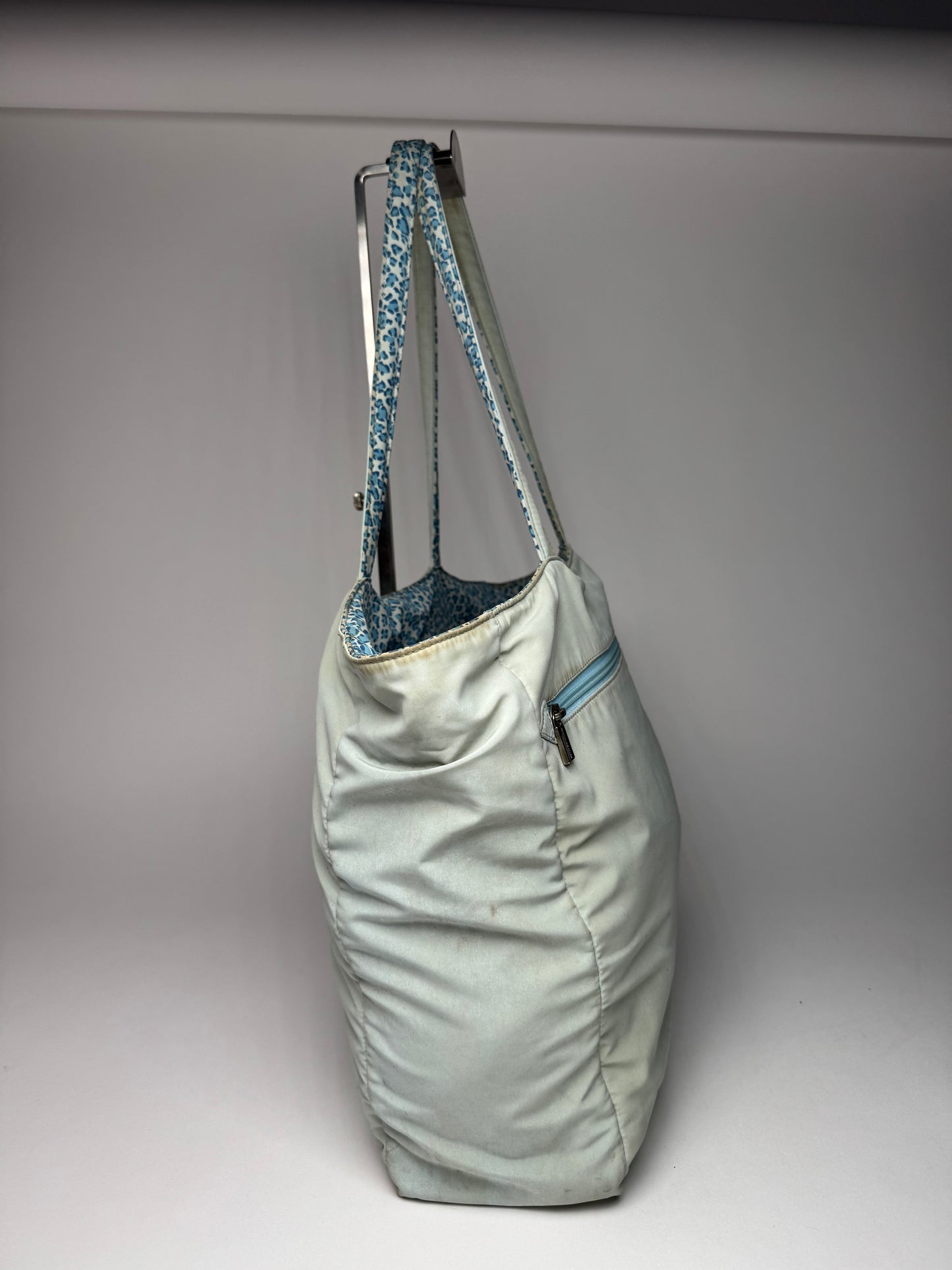 Vintage Bottega Veneta Reversible Shopper Leopard Blue