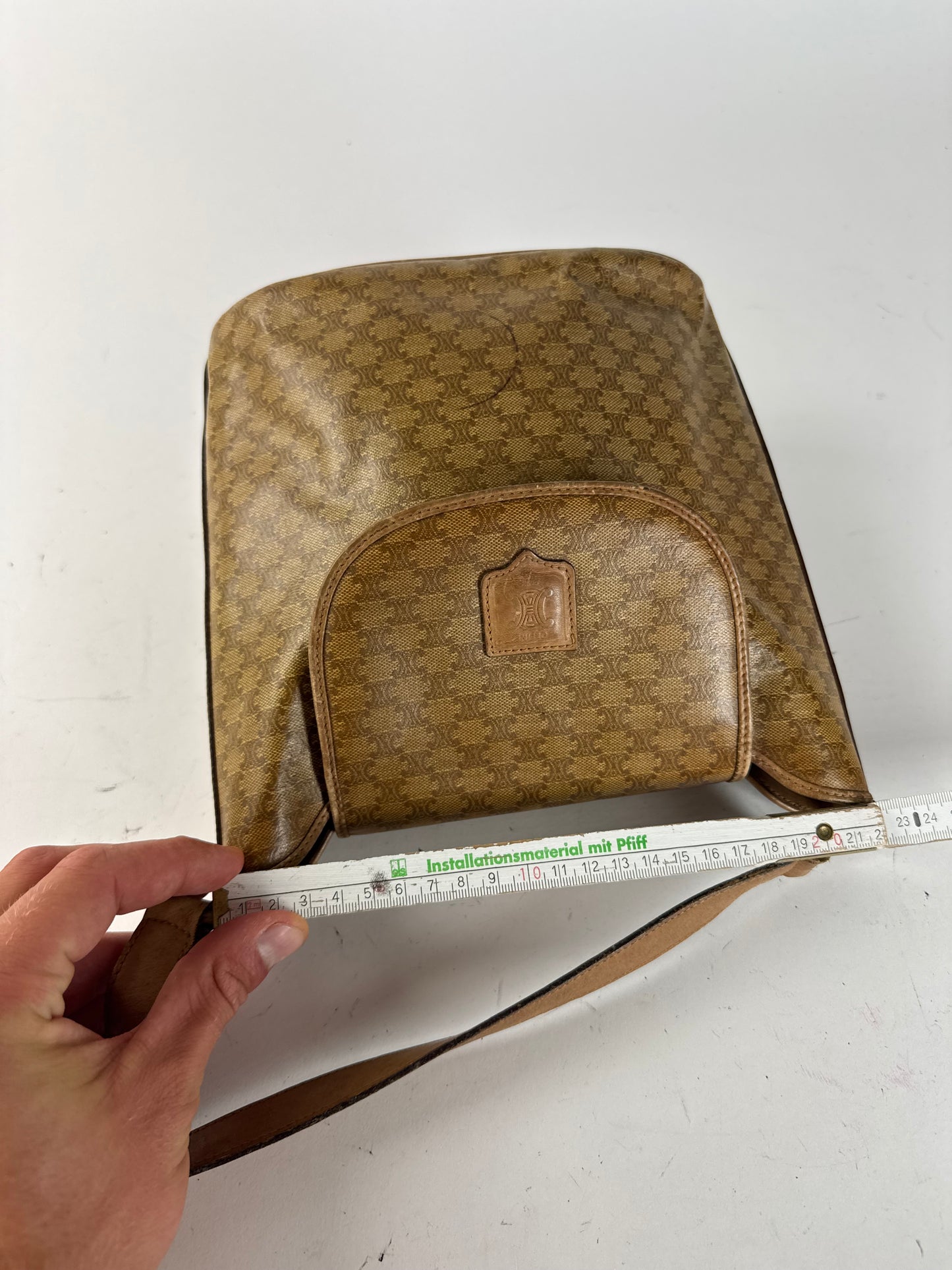 Sac vintage en cuir monogramme Céline Triomphe doré et marron