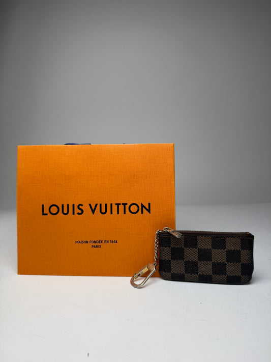 Vintage Louis Vuitton Le Dauphine Leather Damier Monogram Card Holder Brown