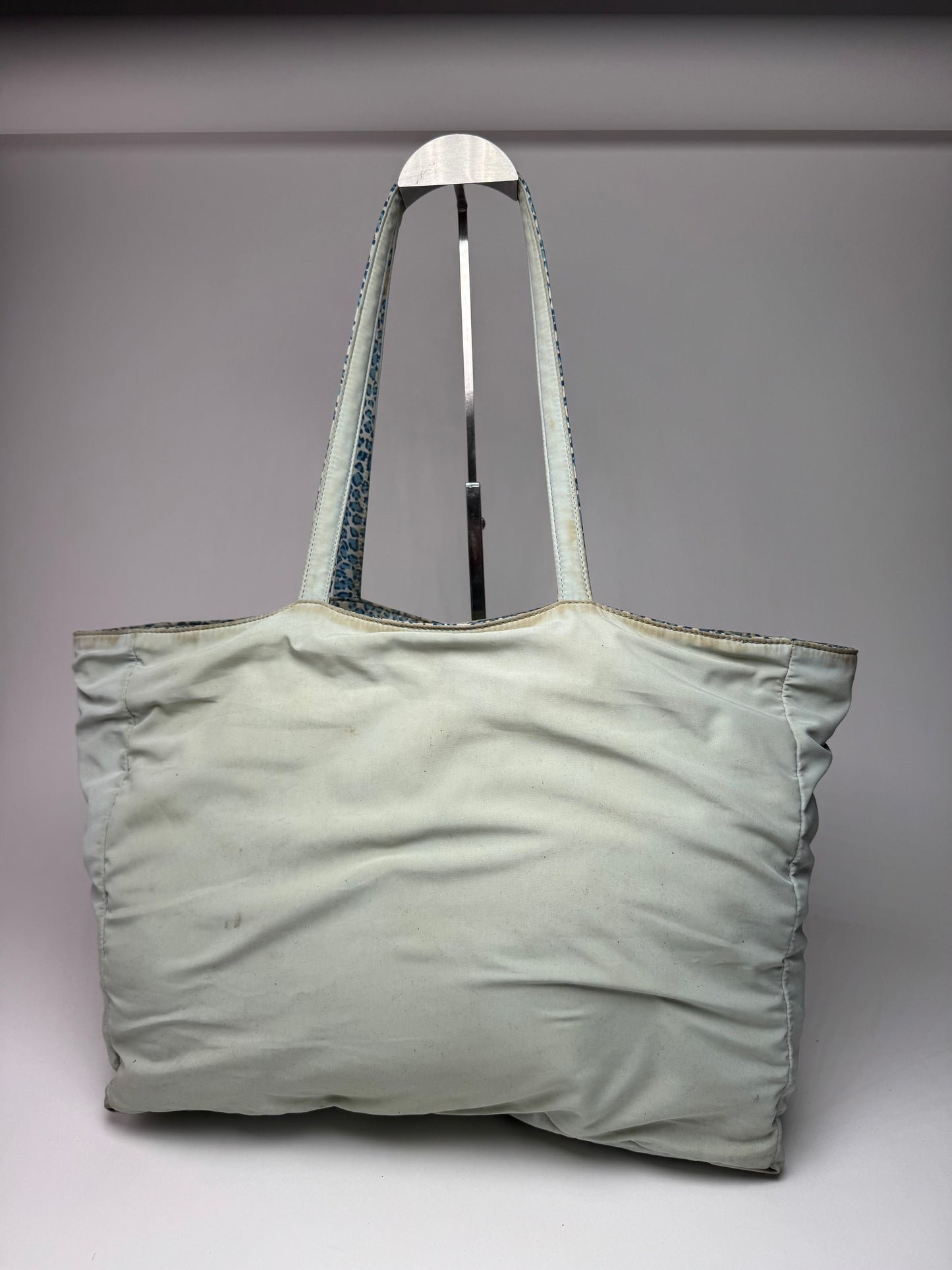 Vintage Bottega Veneta Reversible Shopper Leopard Blue