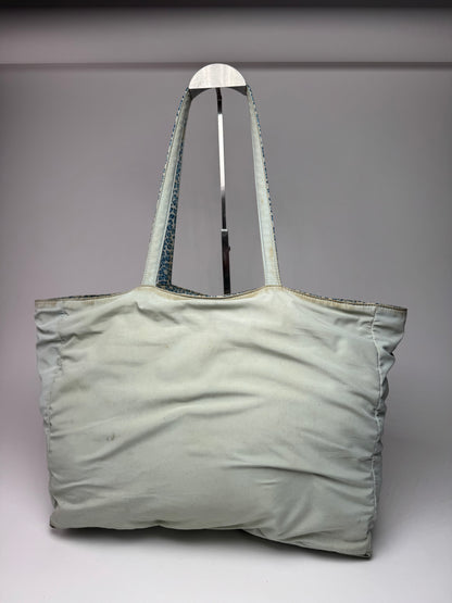 Vintage Bottega Veneta Reversible Shopper Leopard Blue