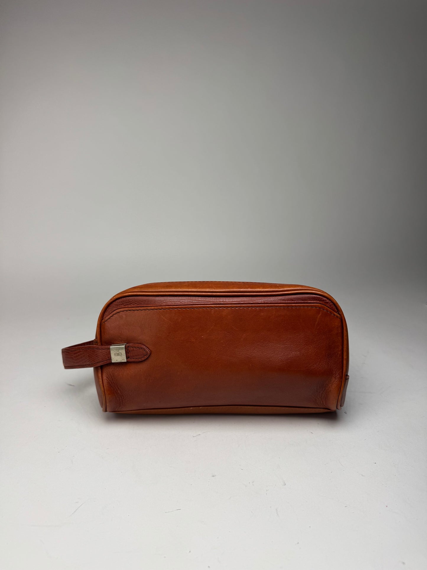 Pochette vintage en cuir Balenciaga orange marron