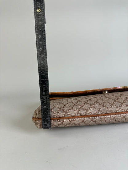 Vintage Celine Macadam Monogram Canvas Clutch Beige Brown