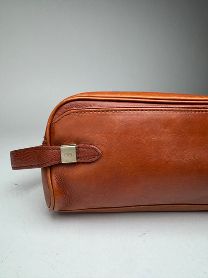 Pochette vintage en cuir Balenciaga orange marron