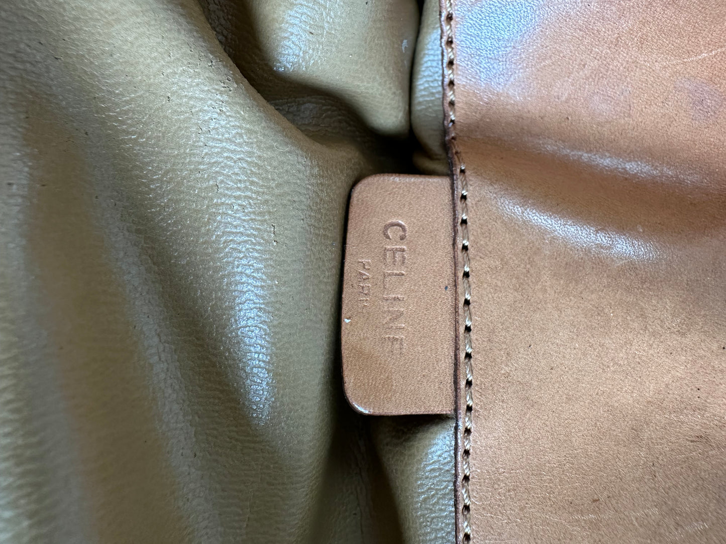 Vintage Celine Macadam Monogram Canvas Clutch Beige Brown