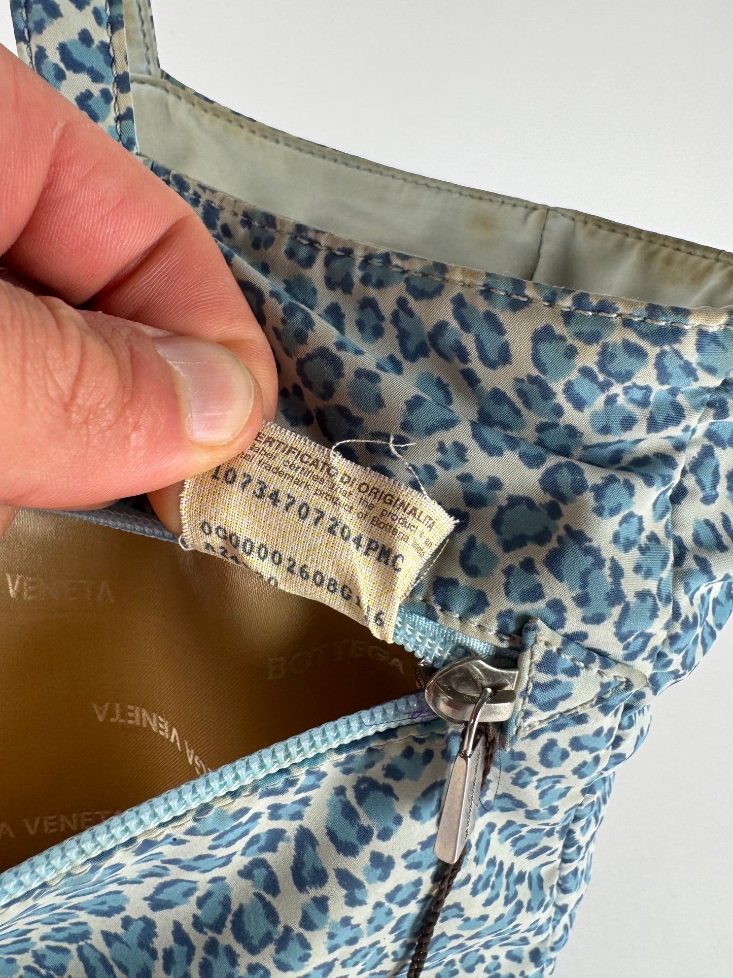 Vintage Bottega Veneta Reversible Shopper Leopard Blue