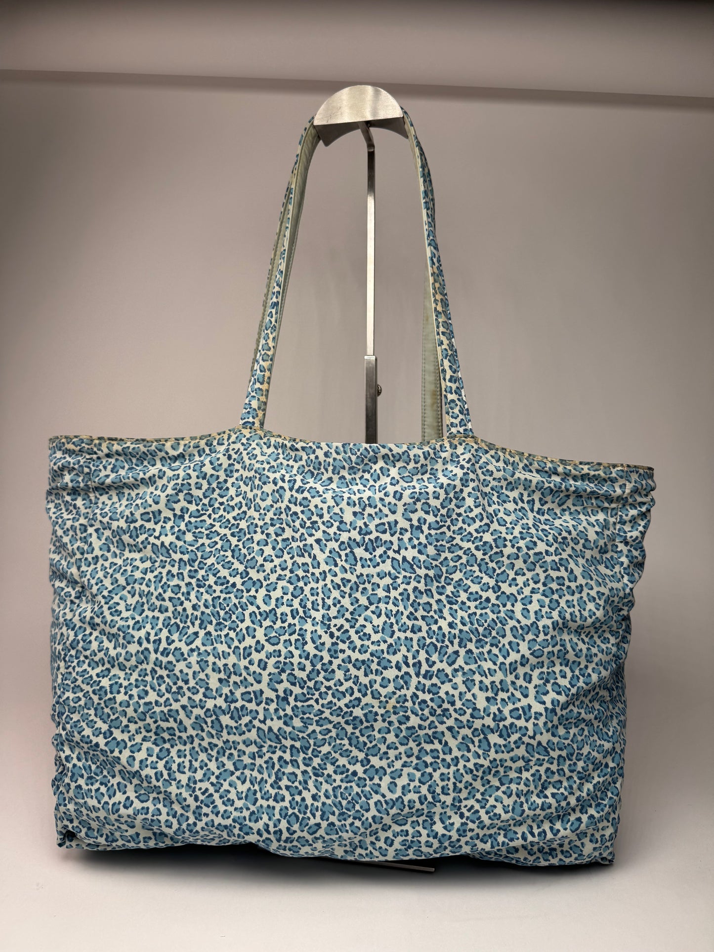 Vintage Bottega Veneta Reversible Shopper Leopard Blue