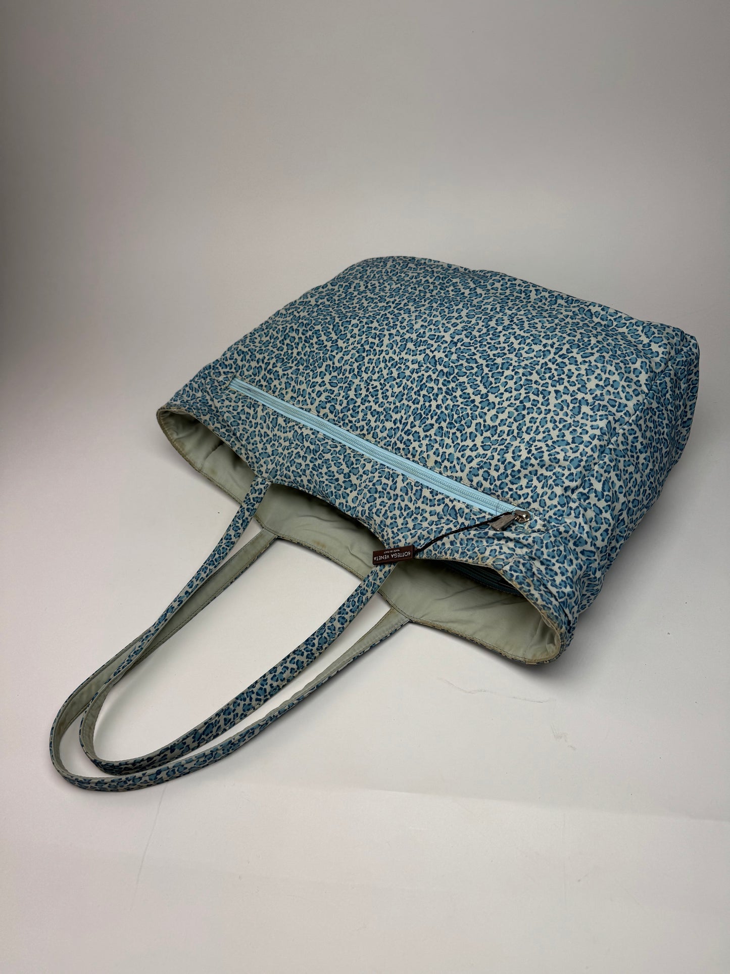 Vintage Bottega Veneta Reversible Shopper Leopard Blue