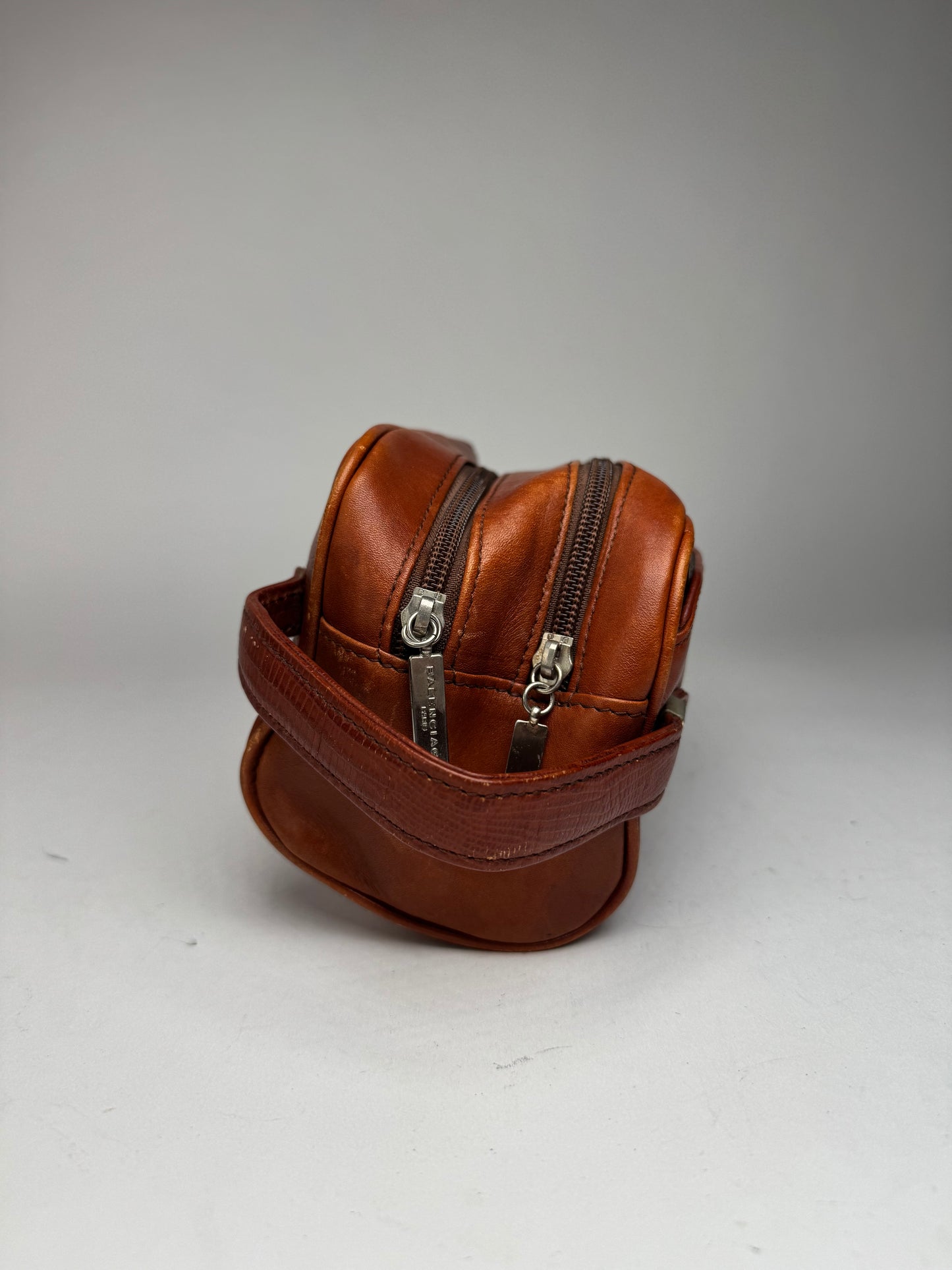 Pochette vintage en cuir Balenciaga orange marron
