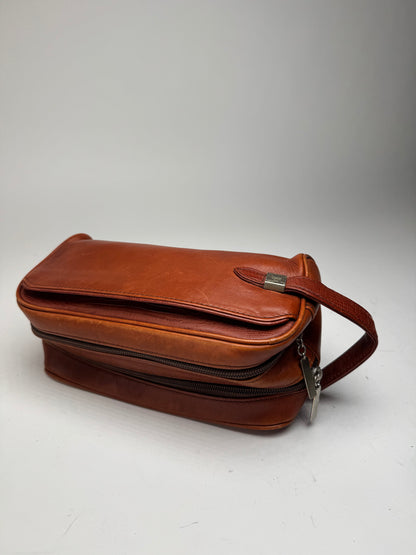 Pochette vintage en cuir Balenciaga orange marron