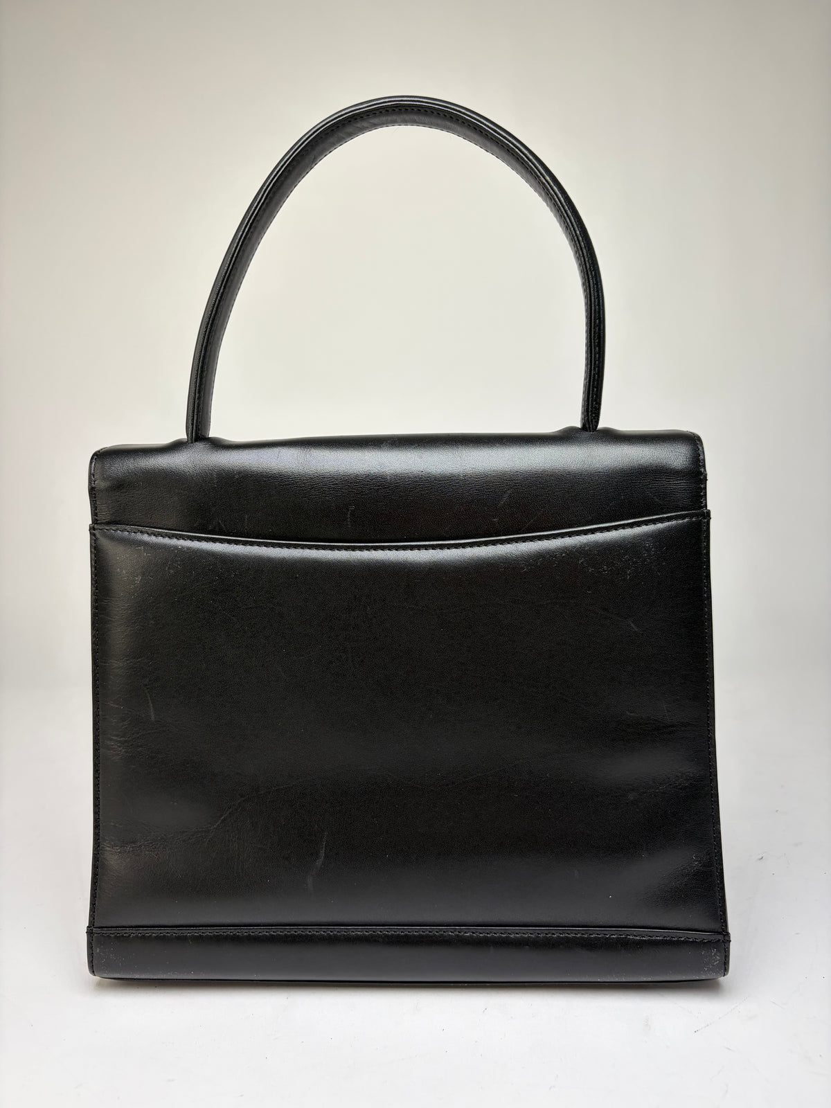 Vintage Givenchy Structured Leather Top-Handle Bag Late 1990s Black