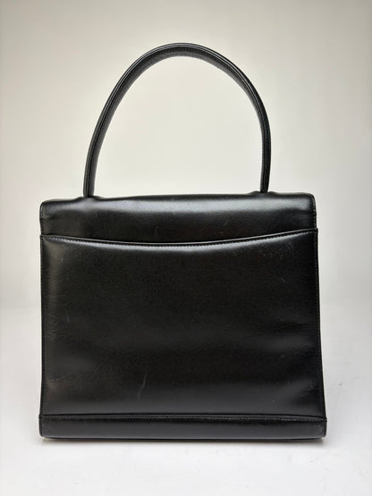 Vintage Givenchy Structured Leather Top-Handle Bag Late 1990s Black