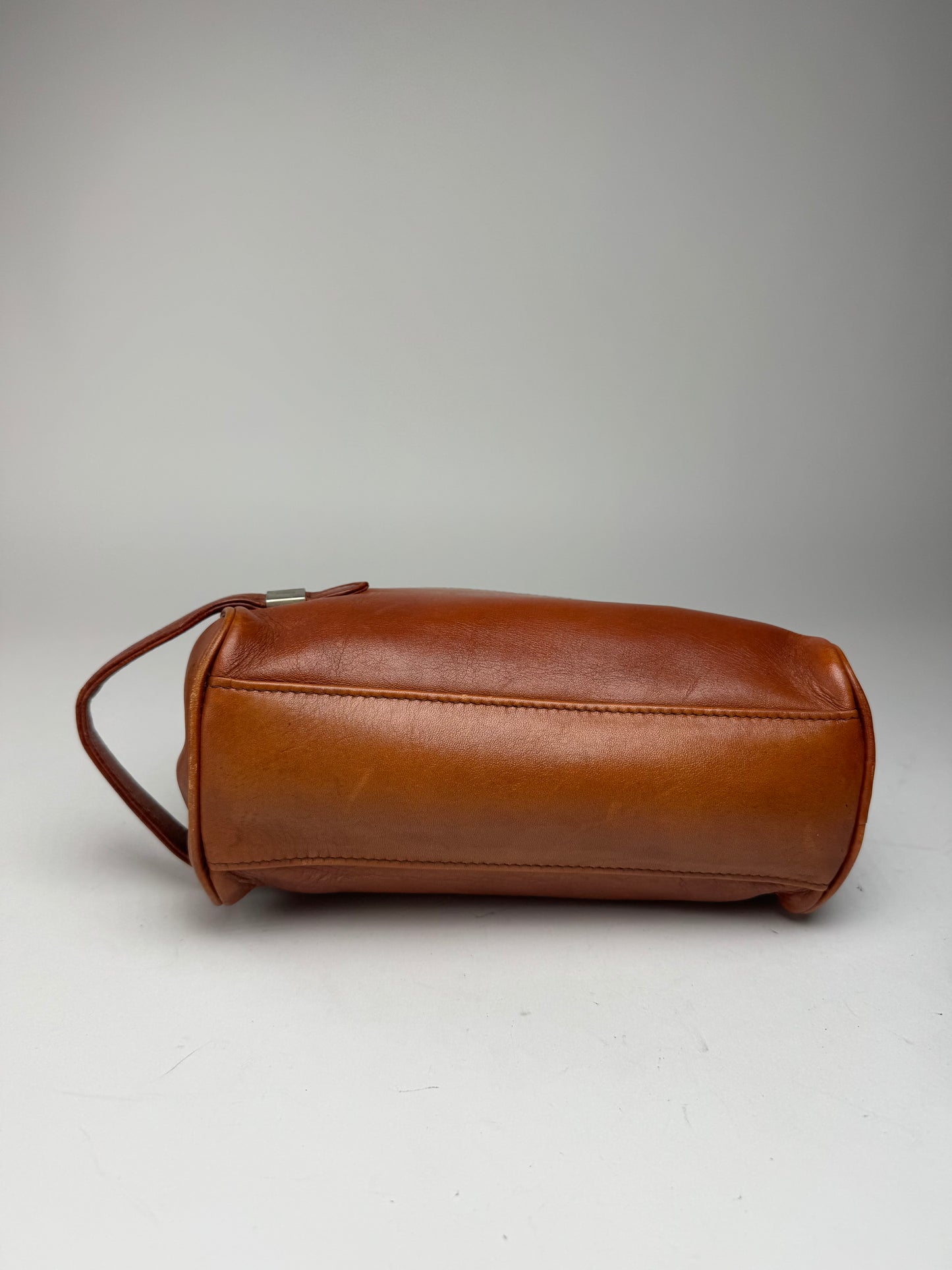 Pochette vintage en cuir Balenciaga orange marron