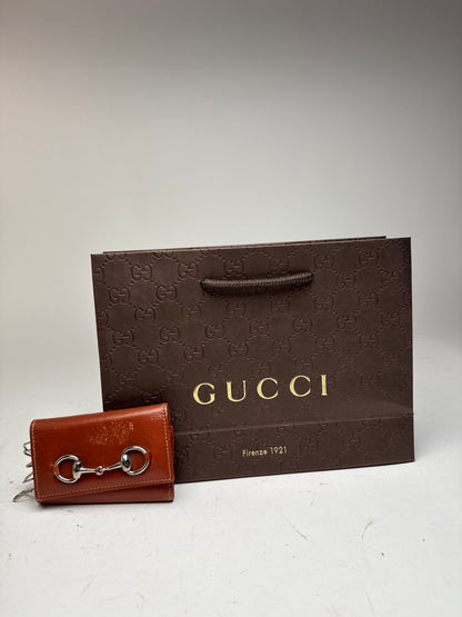 Vintage Gucci Leather Key Holder red brown