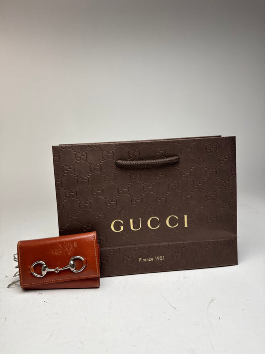Vintage Gucci Leather Key Holder red brown