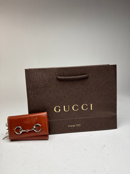 Vintage Gucci Leather Key Holder red brown
