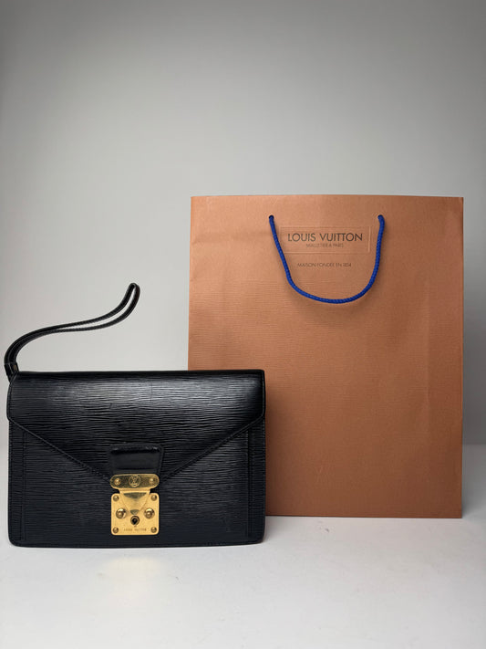 Vintage Louis Vuitton EPI Leather Clutch Black