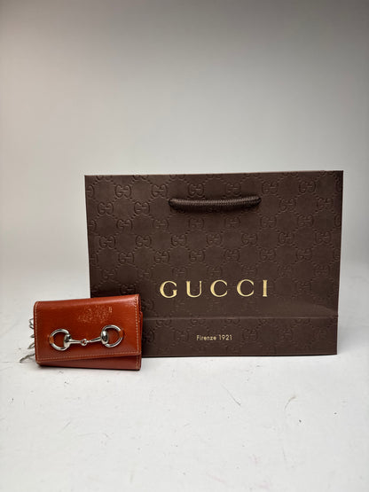 Vintage Gucci Leather Key Holder red brown