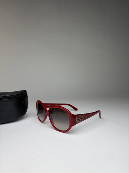 Vintage Givenchy 4G Geometric Sunglasses Late 1990s Red