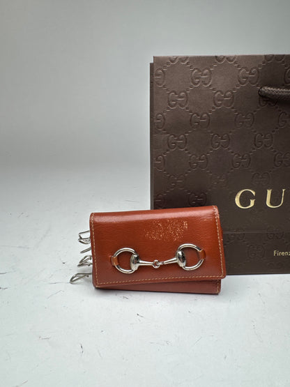Vintage Gucci Leather Key Holder red brown