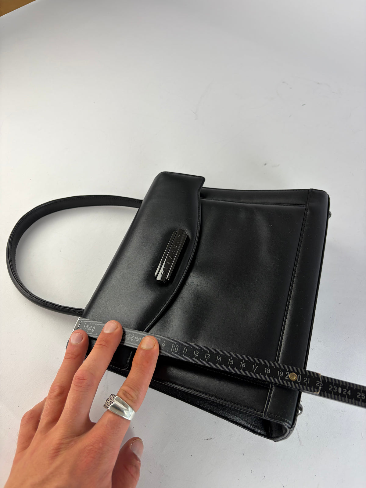 Vintage Givenchy Structured Leather Top-Handle Bag Late 1990s Black