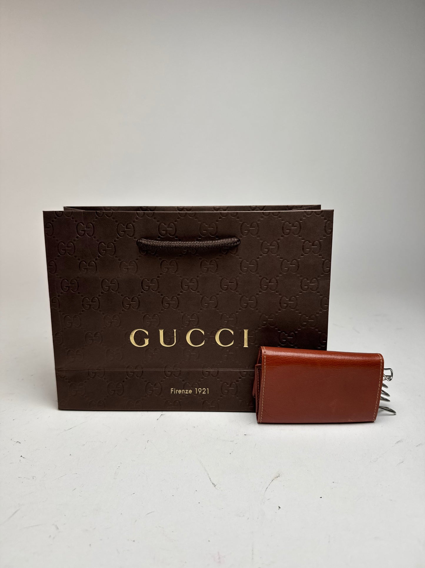 Vintage Gucci Leather Key Holder red brown