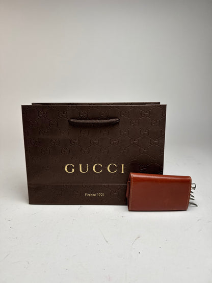 Vintage Gucci Leather Key Holder red brown