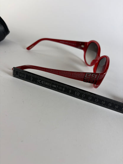 Vintage Givenchy 4G Geometric Sunglasses Late 1990s Red