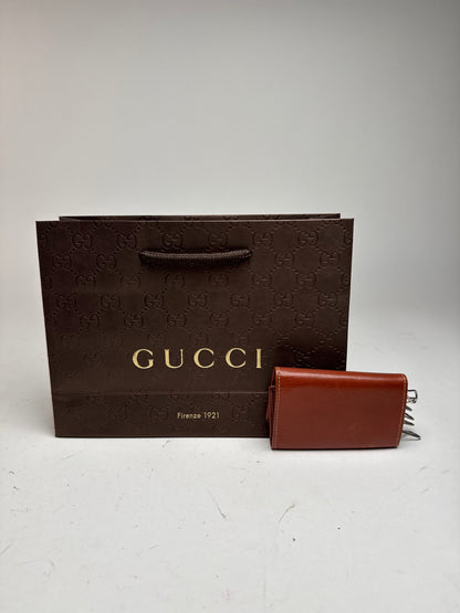 Vintage Gucci Leather Key Holder red brown