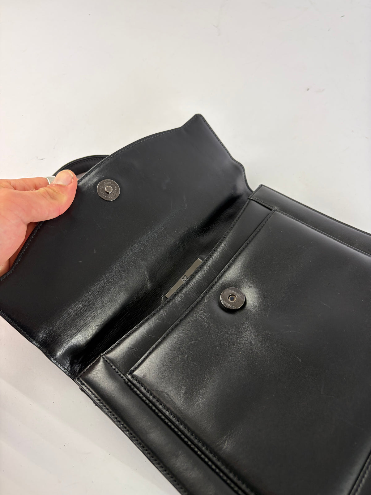 Vintage Givenchy Structured Leather Top-Handle Bag Late 1990s Black