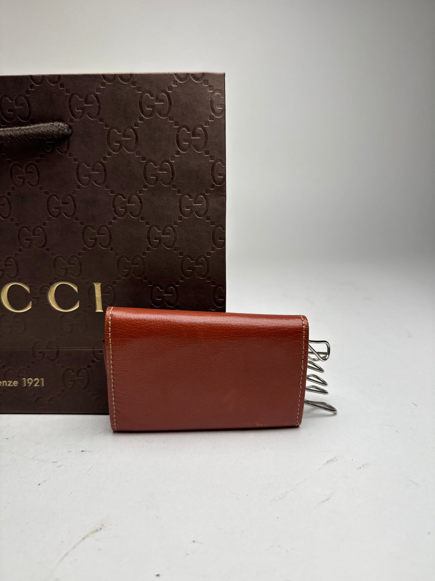 Vintage Gucci Leather Key Holder red brown