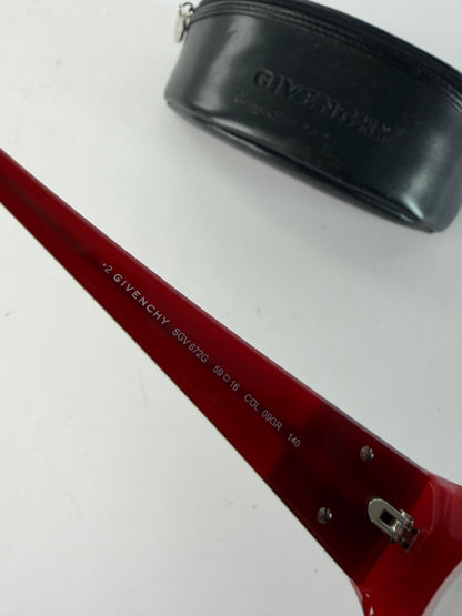 Vintage Givenchy 4G Geometric Sunglasses Late 1990s Red