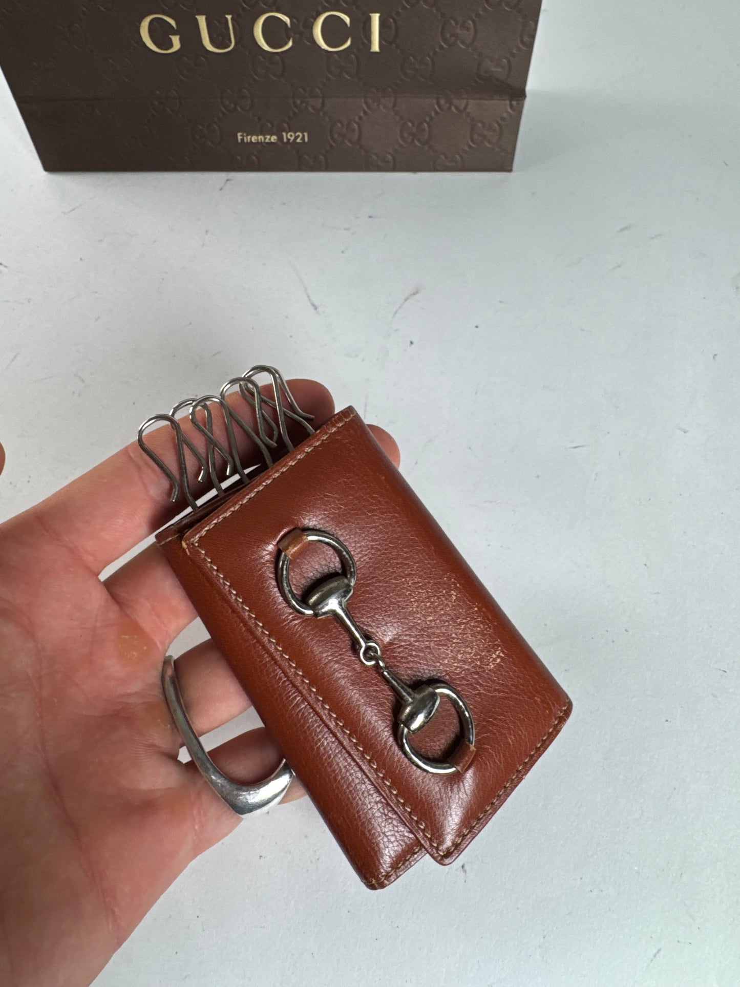 Vintage Gucci Leather Key Holder red brown