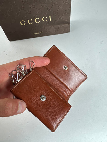 Vintage Gucci Leather Key Holder red brown