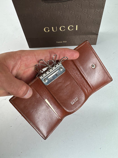 Vintage Gucci Leather Key Holder red brown
