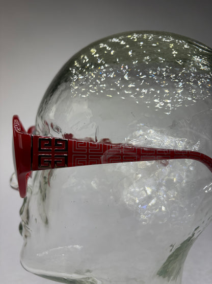 Vintage Givenchy 4G Geometric Sunglasses Late 1990s Red