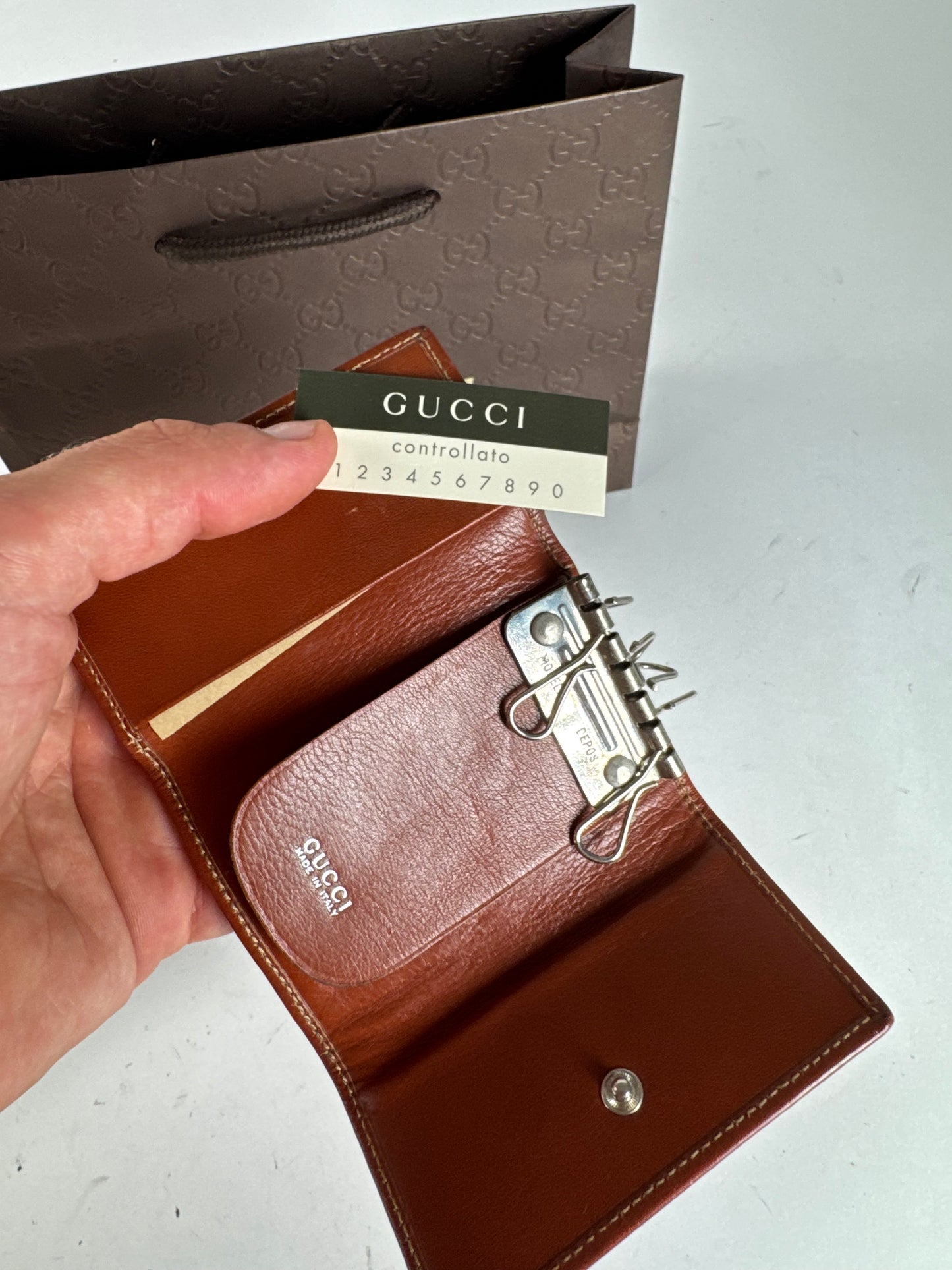 Vintage Gucci Leather Key Holder red brown