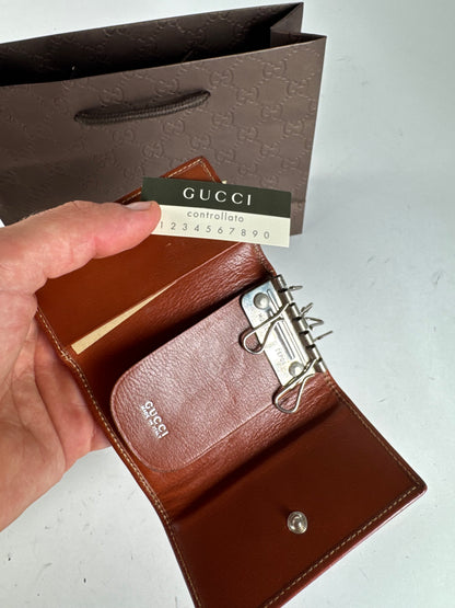 Vintage Gucci Leather Key Holder red brown