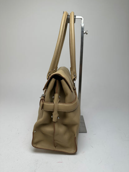 Vintage Salvatore Ferragamo Leather Handbag Sandy Beige