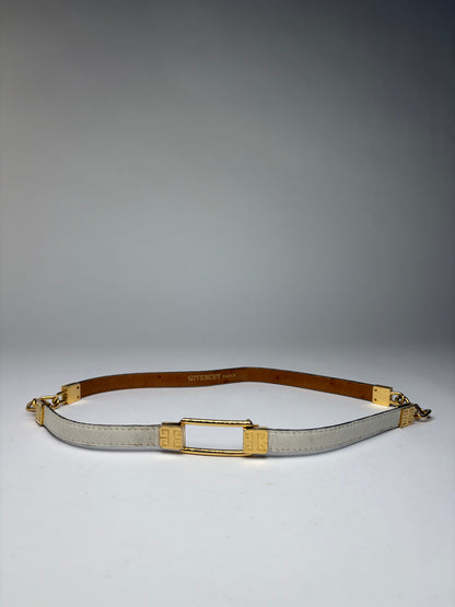 Vintage Givenchy 4G Logo Chain Strap Bag Late 1970s Light Grey Tan