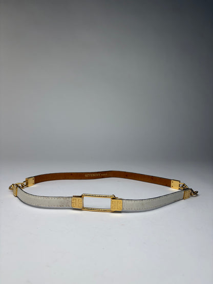 Vintage Givenchy 4G Logo Chain Strap Bag Late 1970s Light Grey Tan