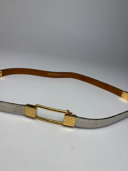 Vintage Givenchy 4G Logo Chain Strap Bag Late 1970s Light Grey Tan