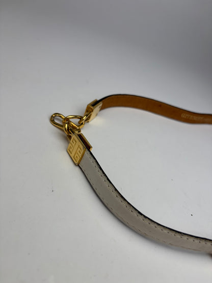 Vintage Givenchy 4G Logo Chain Strap Bag Late 1970s Light Grey Tan
