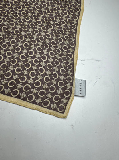 Vintage Celine Macadam Monogramm Scarf Brown white