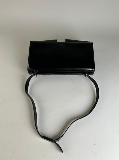 Vintage Gucci Patent Leather Shoulder Bag Black Silver