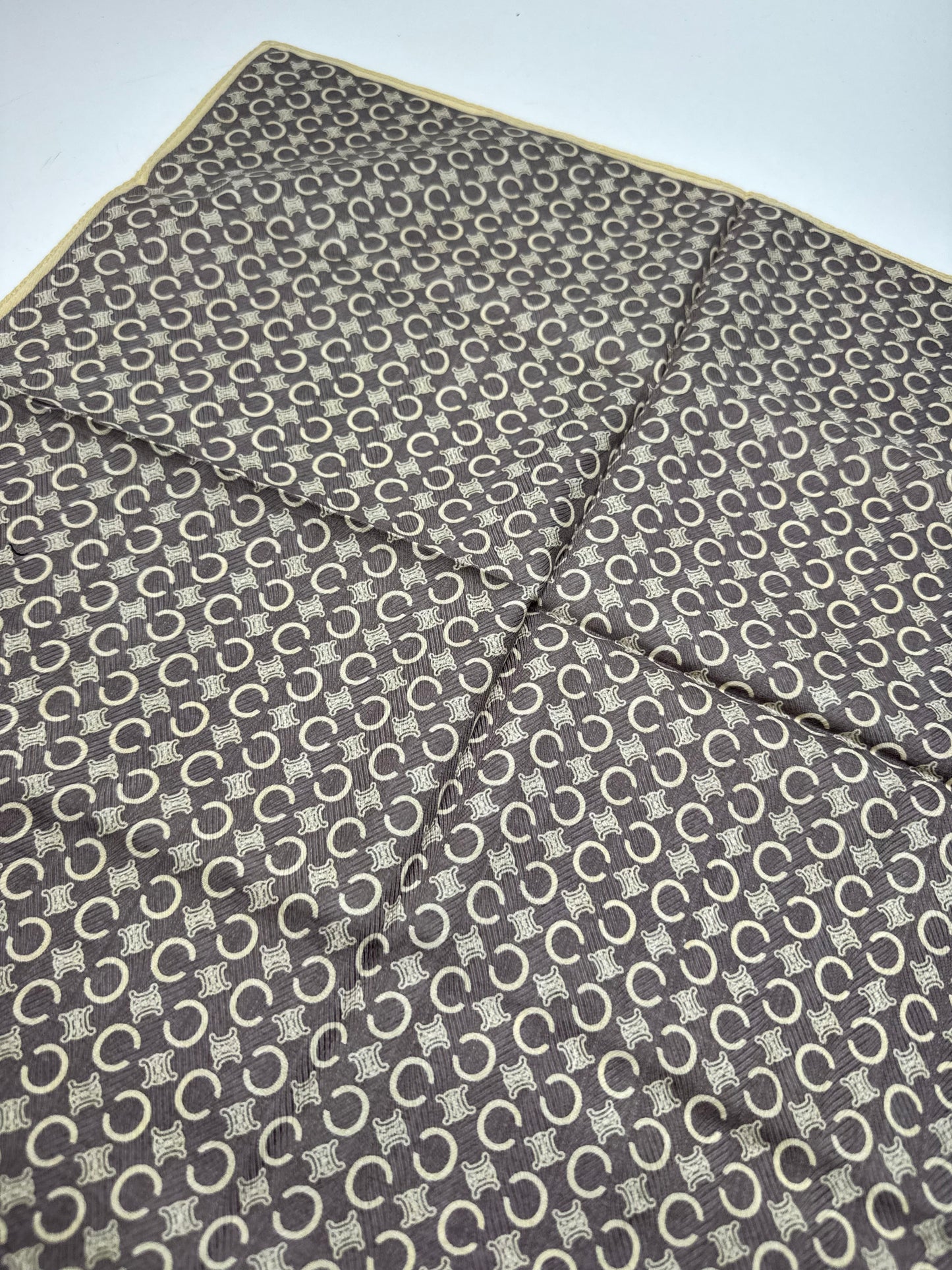 Vintage Celine Macadam Monogramm Scarf Brown white