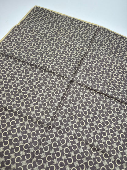 Vintage Celine Macadam Monogramm Scarf Brown white