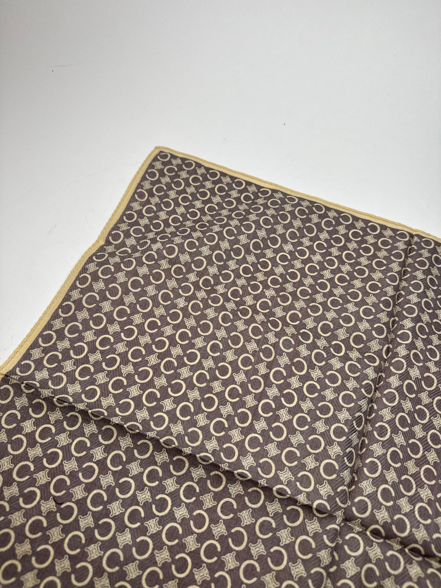 Vintage Celine Macadam Monogramm Scarf Brown white