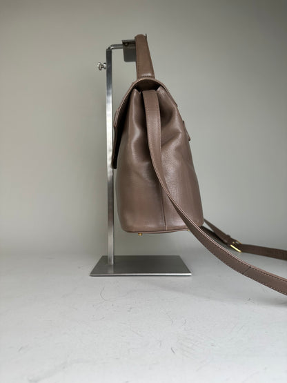 Vintage Givenchy Structured Leather Handbag Brown Gold Clasp